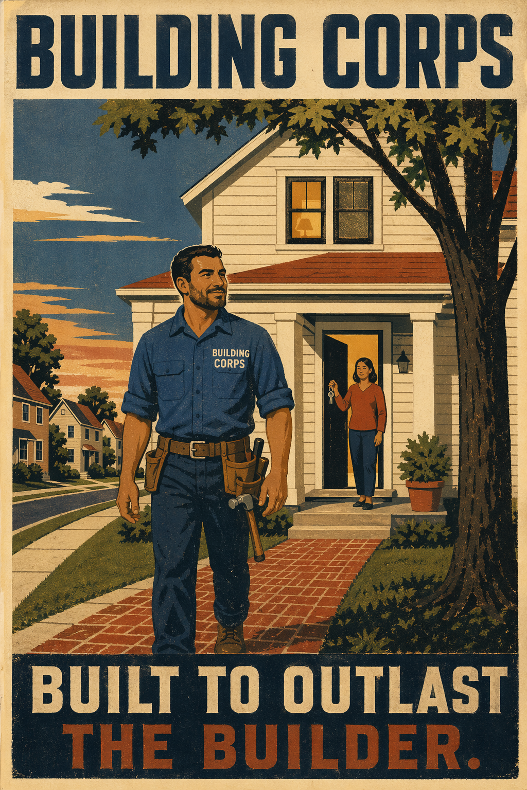 Building Corps WPA-lineage recruitment poster, second plate