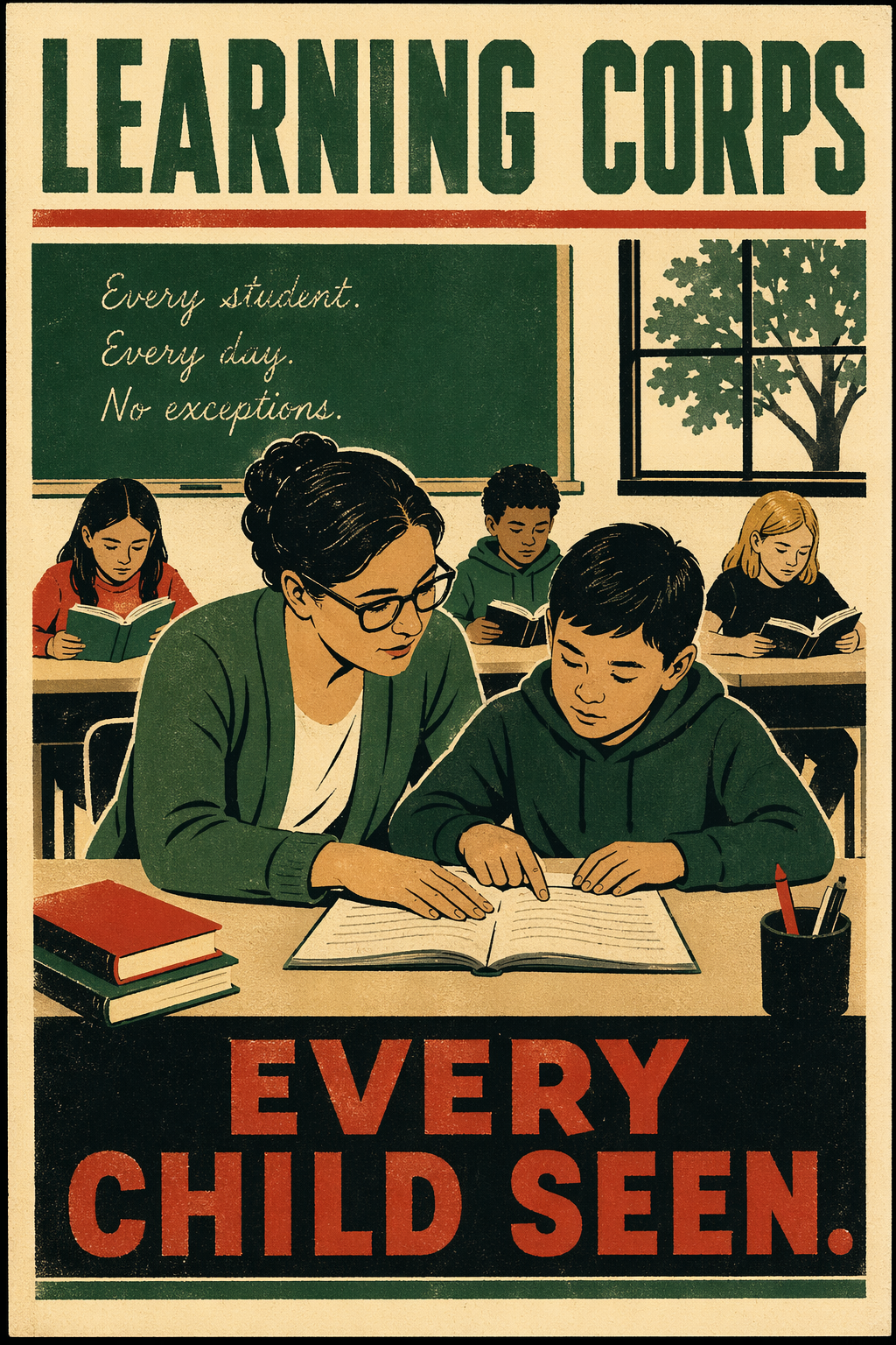 Learning Corps WPA-lineage recruitment poster, second plate