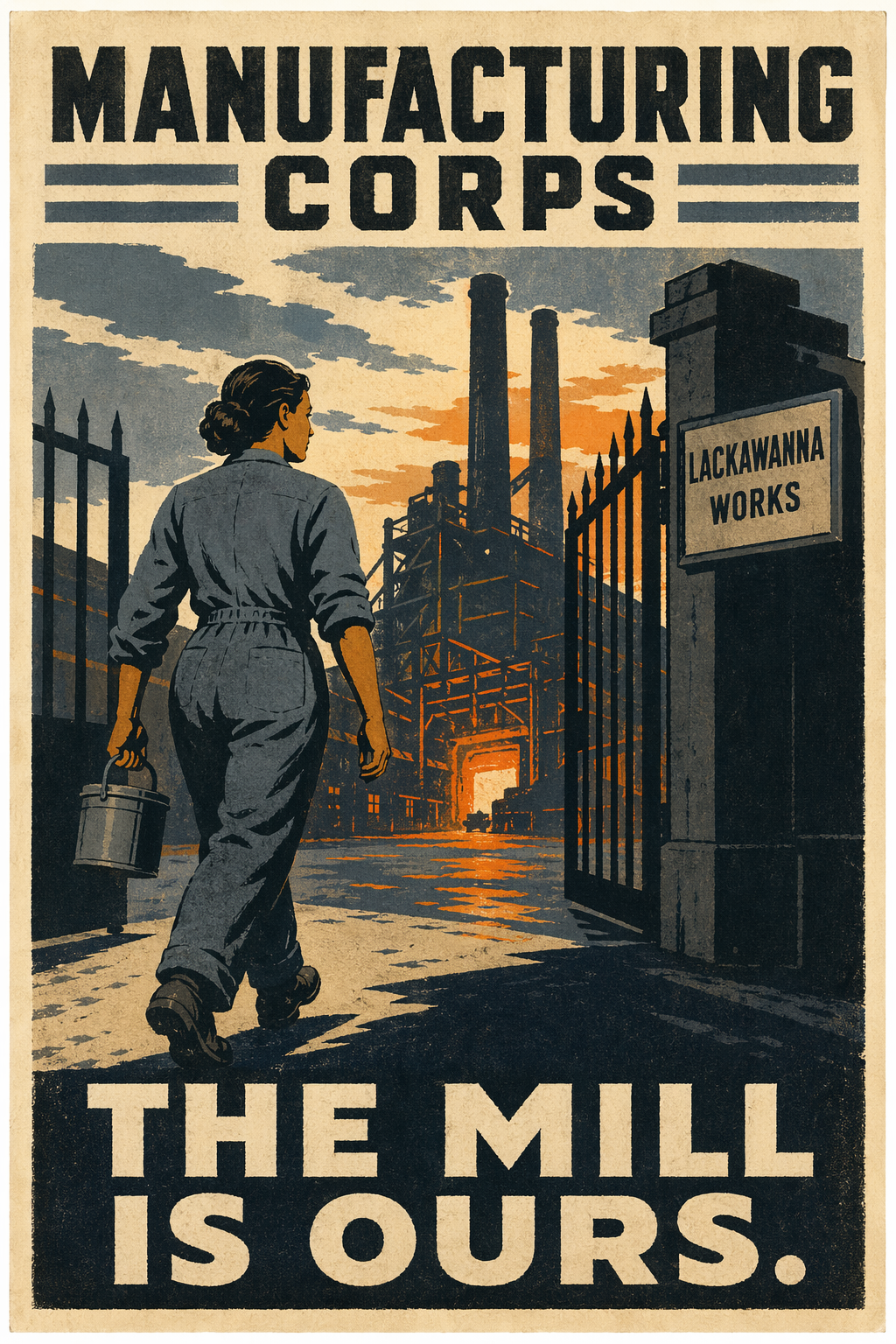 Manufacturing Corps WPA-lineage recruitment poster, second plate